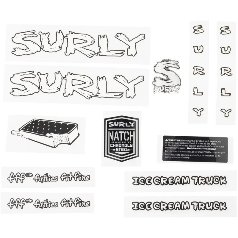 Rabatt Surly Ice Cream Truck Rahmen Aufkleber Set - white