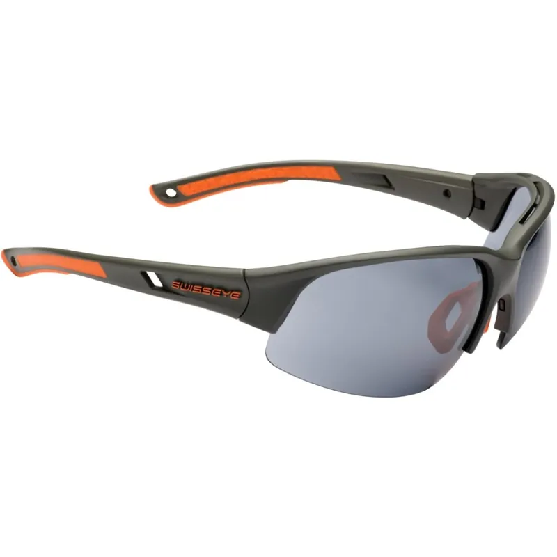 Solange Der Vorrat Reicht Swiss Eye Tilton Halfrim Brille - Dark Grey Matt / Orange - Smoke FM + Orange + Clear 12313
