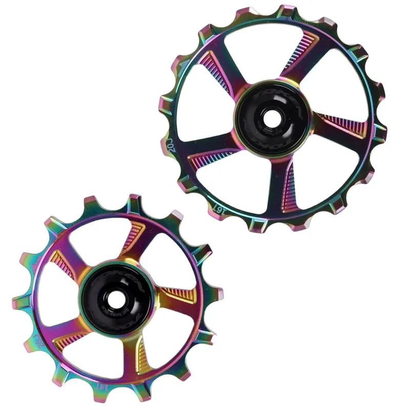 Solange Der Vorrat Reicht Token Skinny Fat MTB Schaltungsrädchen Set - 12-fach - 14/16 Zähne - oil slick