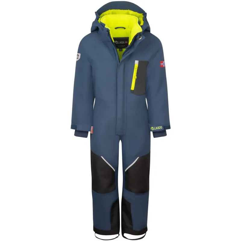 Billig Trollkids Isfjord XT Schneeanzug Kinder - Mystic Blue/Schwarz/Glow Green