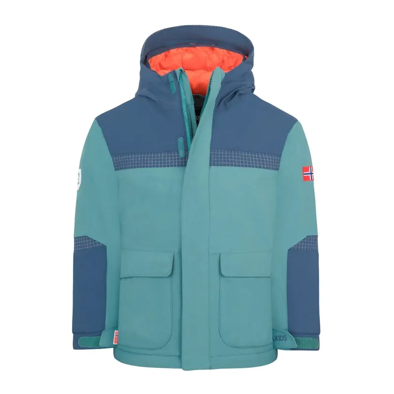 Trollkids Finnmark XT Jacke Kinder - Stormy Blue/Mystic Blue/Flame Orange Versand Am Gleichen Tag