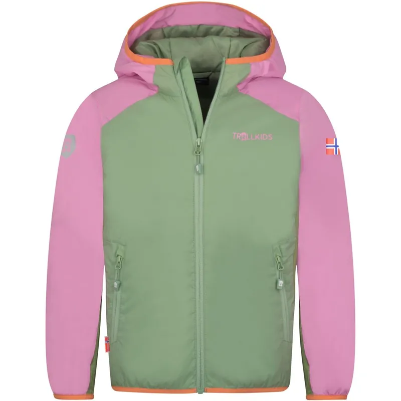 Trollkids Halsafjord Jacke Kinder - Pistachio Green/Wild Rose/Papaya Bestseller