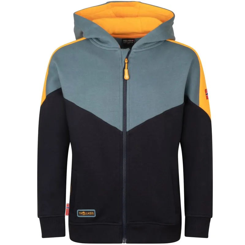 Trollkids Flekkefjord Jacke Kinder - Schwarz/Steel Blue/Mango Sonderangebot