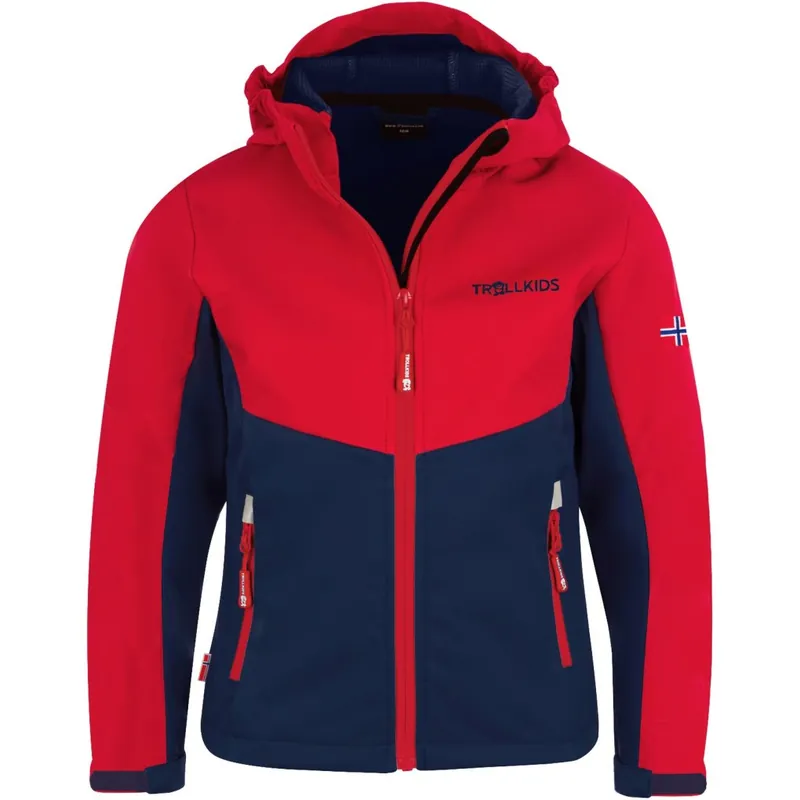 Trollkids Kristiansand Jacke Kinder - Bright Red/Mystic Blue Echt