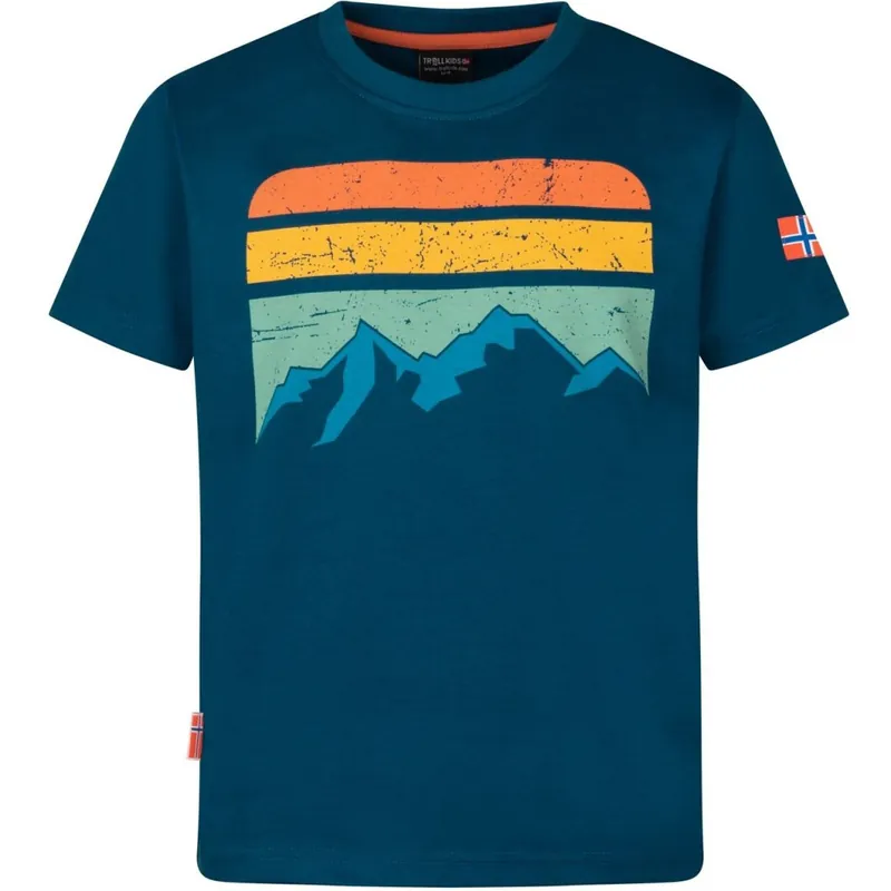 Ausverkauf Trollkids Falketind T-Shirt Kinder - Madeira Blue