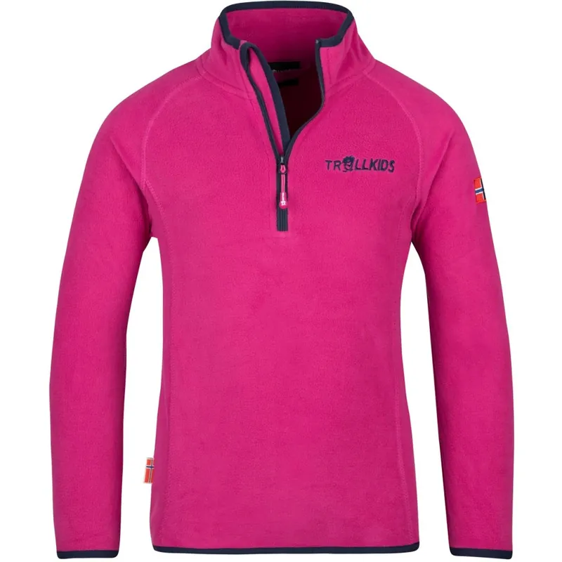 Trollkids Nordland Half Zip Fleece Pullover Kinder - Fireberry/Navy Expressversand
