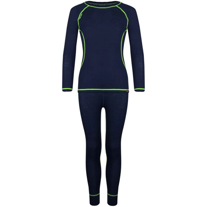 Meistverkauft Trollkids Merino Baselayer Unterwäsche Set Kinder - Navy/Viper Green