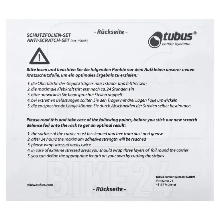 Tubus Schutzfolien-Set Neu