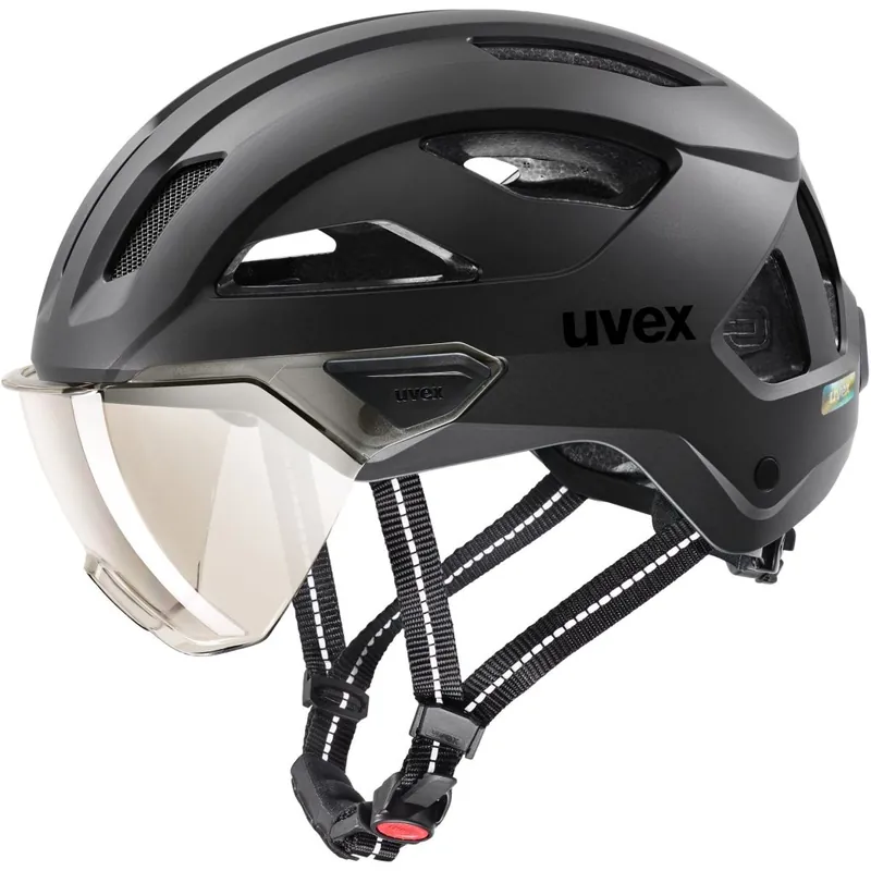 Geprüft Uvex stride visor Fahrradhelm - black matt/ltm. silver
