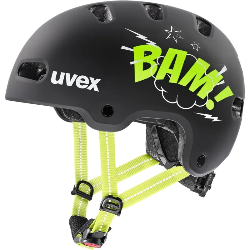 Uvex kid 4 style Fahrradhelm Kinder - bam black-lime matt Nur Heute