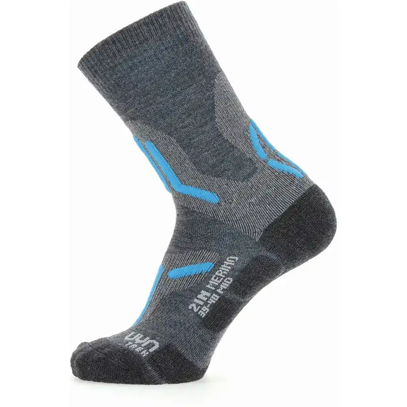 Must-Have UYN Trekking 2In Merino Mid Cut Socken Damen - Mid Grey/Turquoise