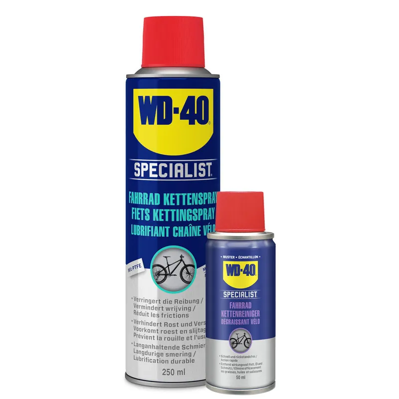 Markenprodukt WD-40 Specialist Kettenschmiermittel Classic 250 ml + Specialist Kettenreiniger 50 ml