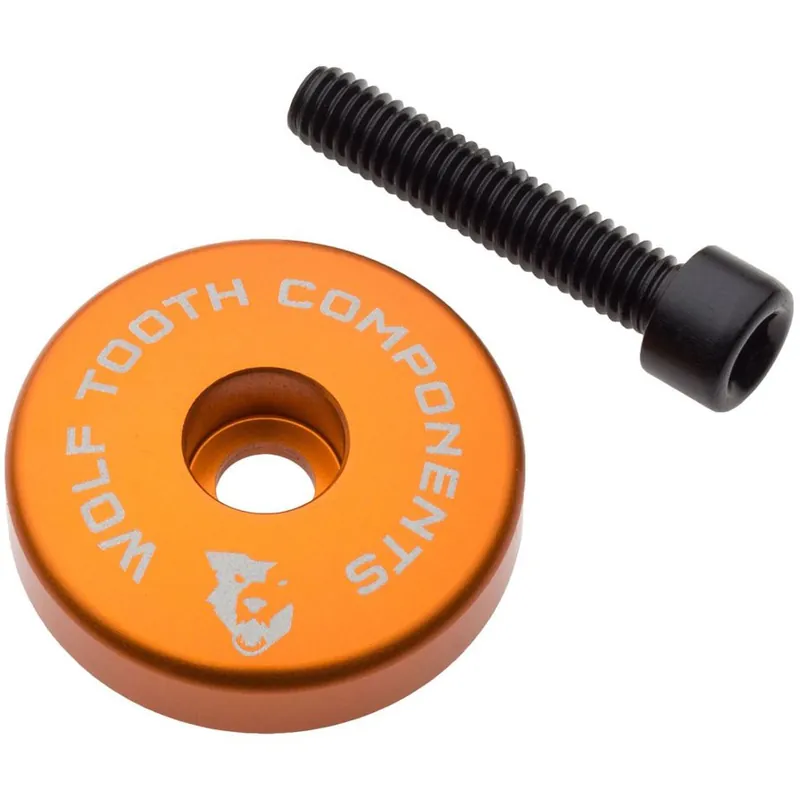 Wolf Tooth Ultralight Ahead Kappe mit integriertem Spacer - orange Zertifiziert