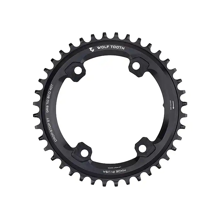 Wolf Tooth Kettenblatt für Shimano GRX 110 BCD Asymmetric 4-Arm Drop Stop ST - schwarz Finale Aktion