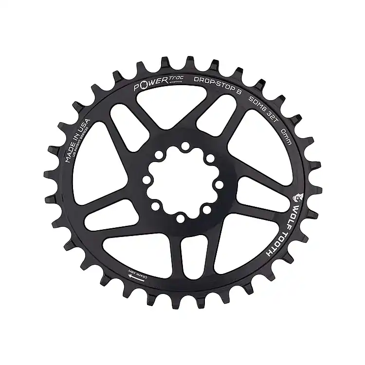 Garantierte Lieferung Wolf Tooth PowerTrac Elliptical Kettenblatt für SRAM 8-Bolt Direct Mount Oval Drop-Stop B 0mm Offset Boost - schwarz
