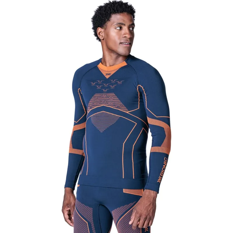 Versand Am Gleichen Tag X-Bionic Energy Accumulator Light Langarmunterhemd Herren - marine/orange