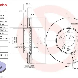 BREMBO 09.D211.11 - Bremsscheibe - PRIME LINE - UV Coated Zertifiziert