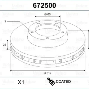 Finale Aktion VALEO 672500 - Bremsscheibe - COATED