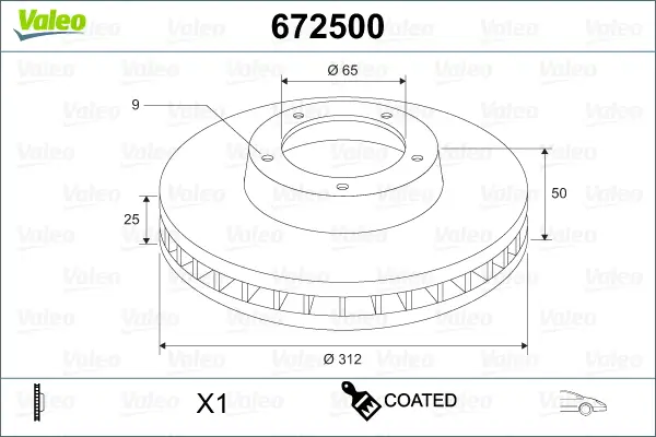 Finale Aktion VALEO 672500 - Bremsscheibe - COATED