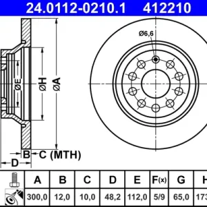 Preis Gesenkt ATE 24.0112-0210.1 - Bremsscheibe