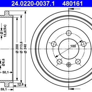 ATE 24.0220-0037.1 - Bremstrommel Meistverkauft