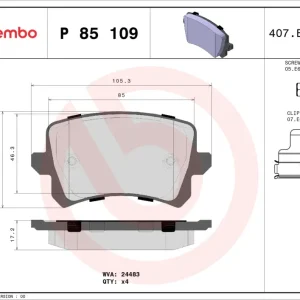 BREMBO P 85 109 - Bremsbelagsatz, Scheibenbremse - PRIME LINE Meistverkauft