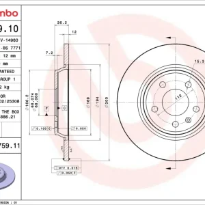 Bestseller BREMBO 08.A759.11 - Bremsscheibe - PRIME LINE - UV Coated