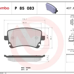 Begrenztes Angebot BREMBO P 85 083 - Bremsbelagsatz, Scheibenbremse - PRIME LINE