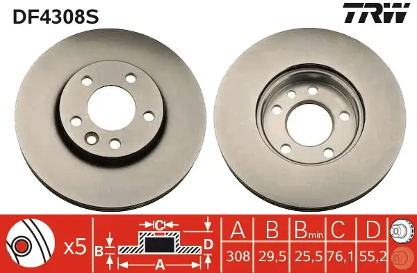 TRW DF4308S - Bremsscheibe - TRW SINGLE Highlight