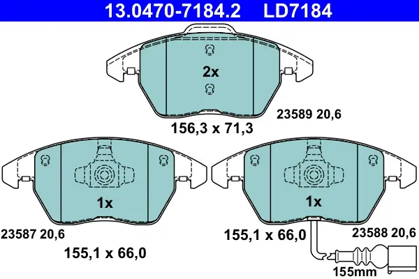Echt ATE 13.0470-7184.2 - Bremsbelagsatz, Scheibenbremse - ATE Ceramic