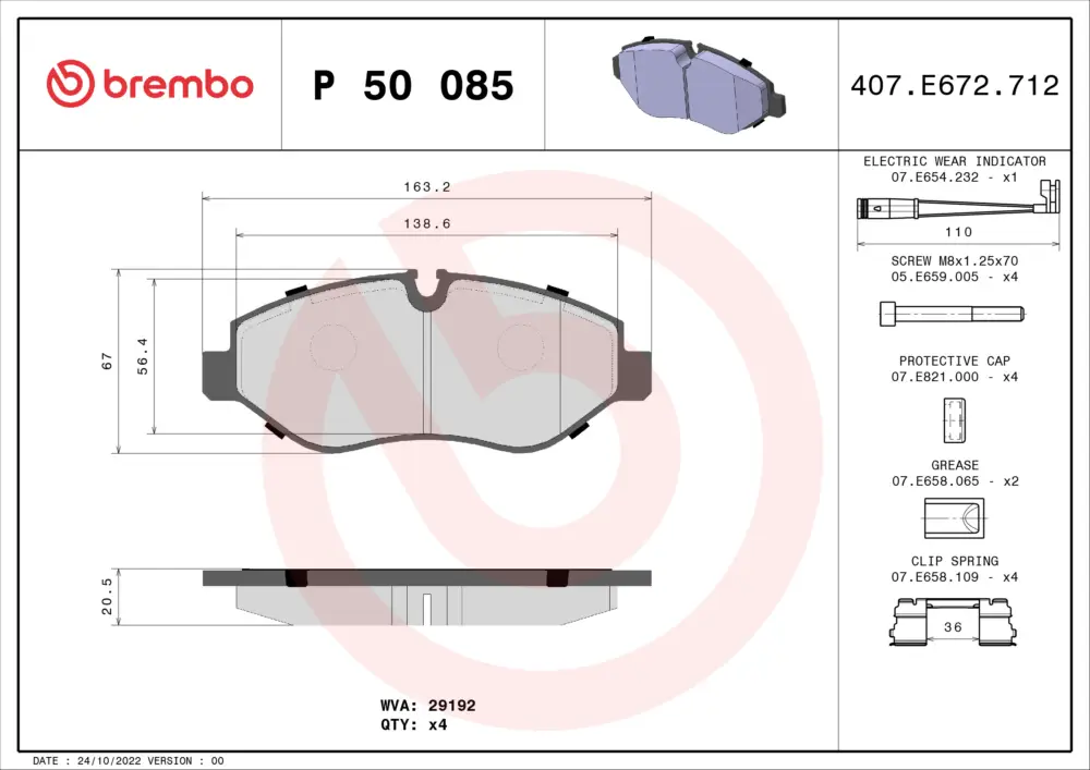 Sofort Bestellen BREMBO P 50 085 - Bremsbelagsatz, Scheibenbremse - PRIME LINE