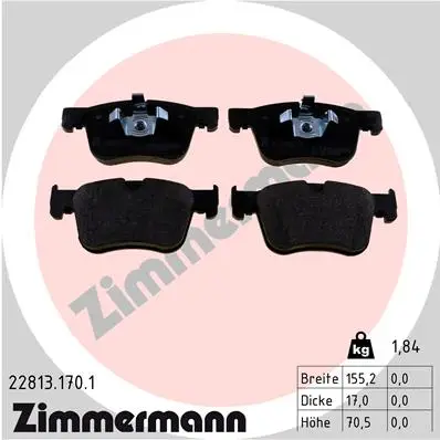 Letzte Chance ZIMMERMANN 22813.170.1 - Bremsbelagsatz, Scheibenbremse