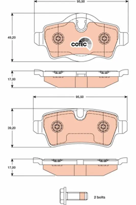 Markenprodukt TRW GDB1766 - Bremsbelagsatz, Scheibenbremse - COTEC