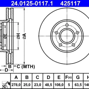 Zertifiziert ATE 24.0125-0117.1 - Bremsscheibe