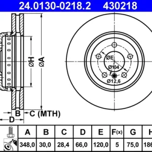 ATE 24.0130-0218.2 - Bremsscheibe Preisreduziert