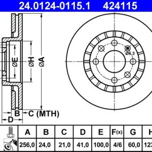 Preis Gesenkt ATE 24.0124-0115.1 - Bremsscheibe