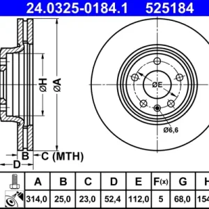 Direktkauf ATE 24.0325-0184.1 - Bremsscheibe - PowerDisc