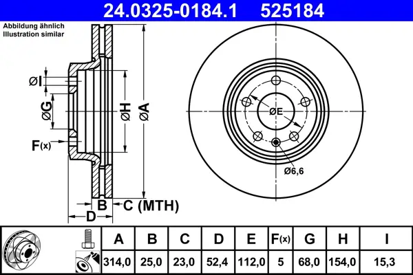 Direktkauf ATE 24.0325-0184.1 - Bremsscheibe - PowerDisc