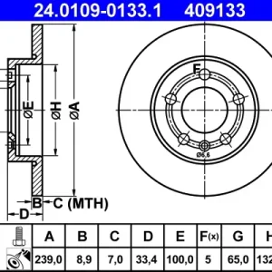 Saisonangebot ATE 24.0109-0133.1 - Bremsscheibe