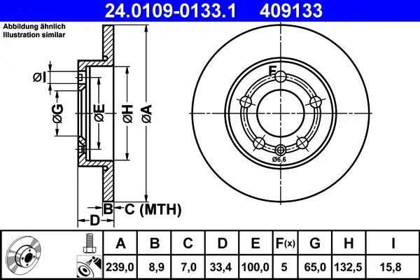 Saisonangebot ATE 24.0109-0133.1 - Bremsscheibe
