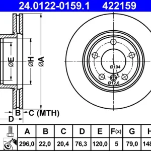 Schneller Versand ATE 24.0122-0159.1 - Bremsscheibe