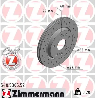 Preiswert ZIMMERMANN 540.5305.52 - Bremsscheibe - SPORT COAT Z