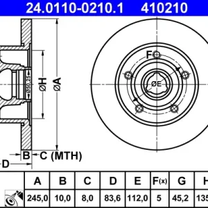 Neue Kollektion ATE 24.0110-0210.1 - Bremsscheibe
