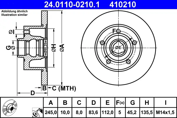 Neue Kollektion ATE 24.0110-0210.1 - Bremsscheibe