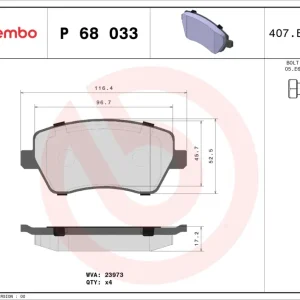 BREMBO P 68 033 - Bremsbelagsatz, Scheibenbremse - PRIME LINE Markenprodukt