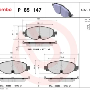 Begrenztes Angebot BREMBO P 85 147 - Bremsbelagsatz, Scheibenbremse - PRIME LINE