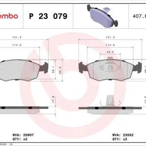 Garantierte Lieferung BREMBO P 23 079 - Bremsbelagsatz, Scheibenbremse - PRIME LINE