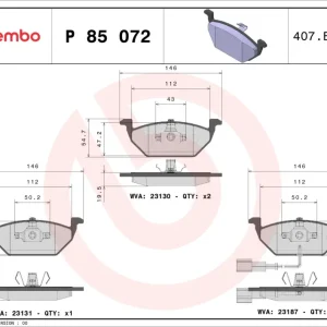BREMBO P 85 072X - Bremsbelagsatz, Scheibenbremse - XTRA LINE Günstig