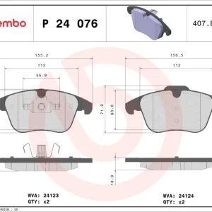 BREMBO P 24 076 - Bremsbelagsatz, Scheibenbremse - PRIME LINE Preiswert