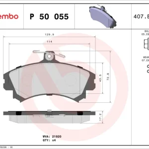 BREMBO P 50 055 - Bremsbelagsatz, Scheibenbremse - PRIME LINE Rabatt